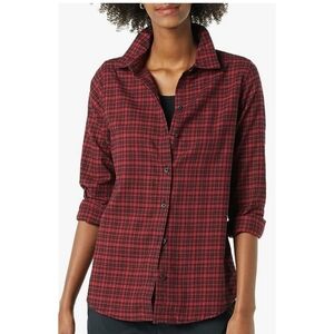 Amazon essentials Classic Fit Long sleeve Plaid Flannel Shirt Red & Black XL